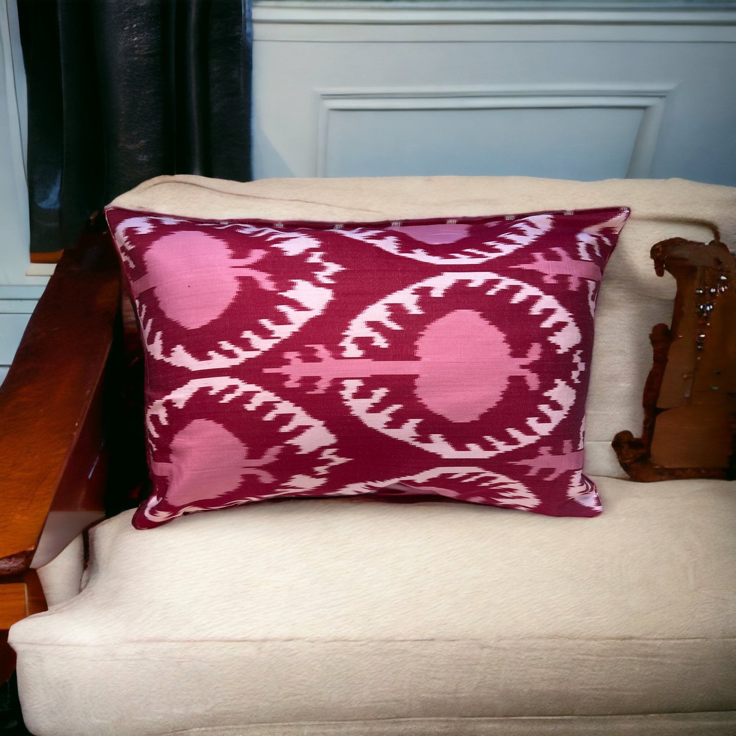 Cuscino in velluto di seta Ikat