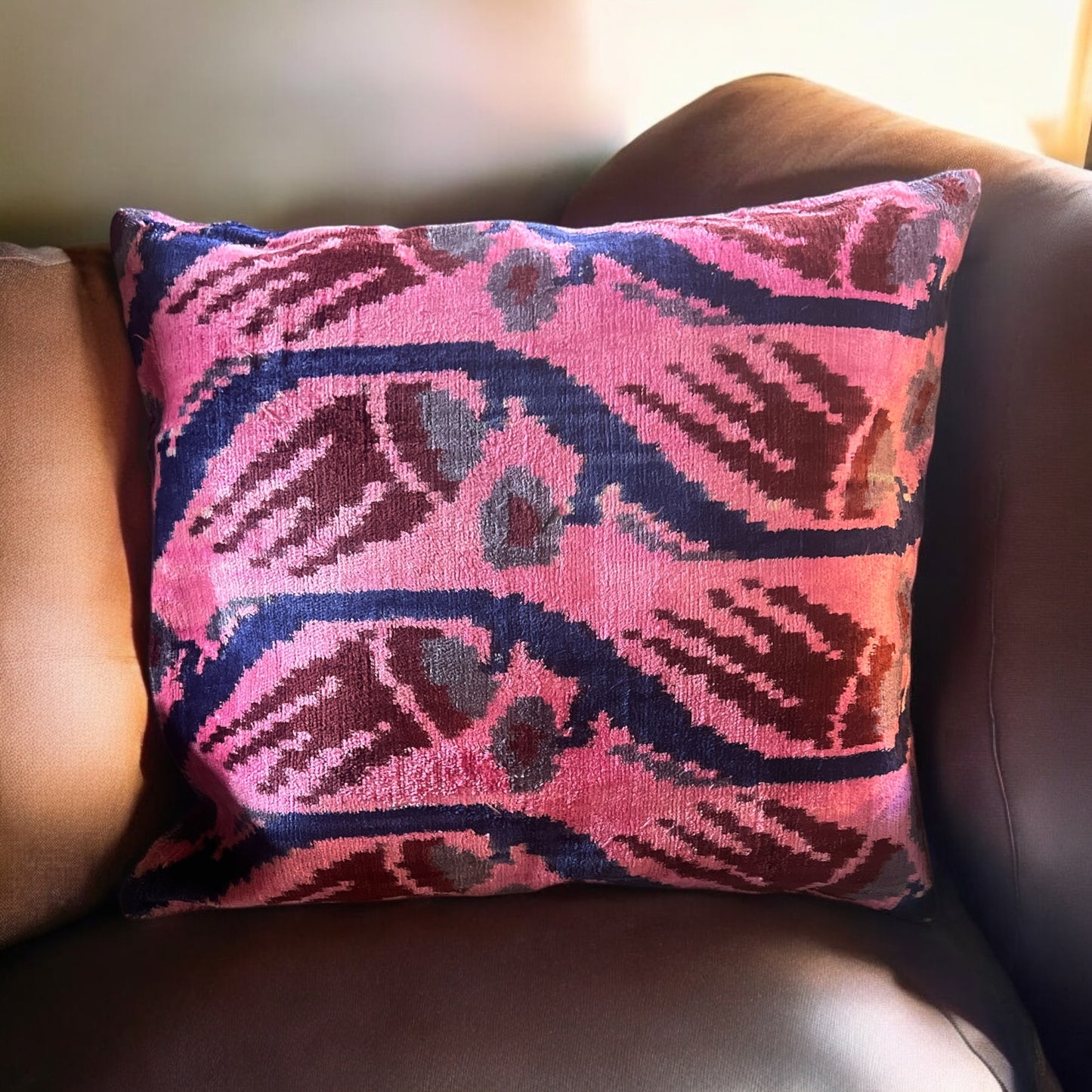 Cuscino in velluto di seta Ikat