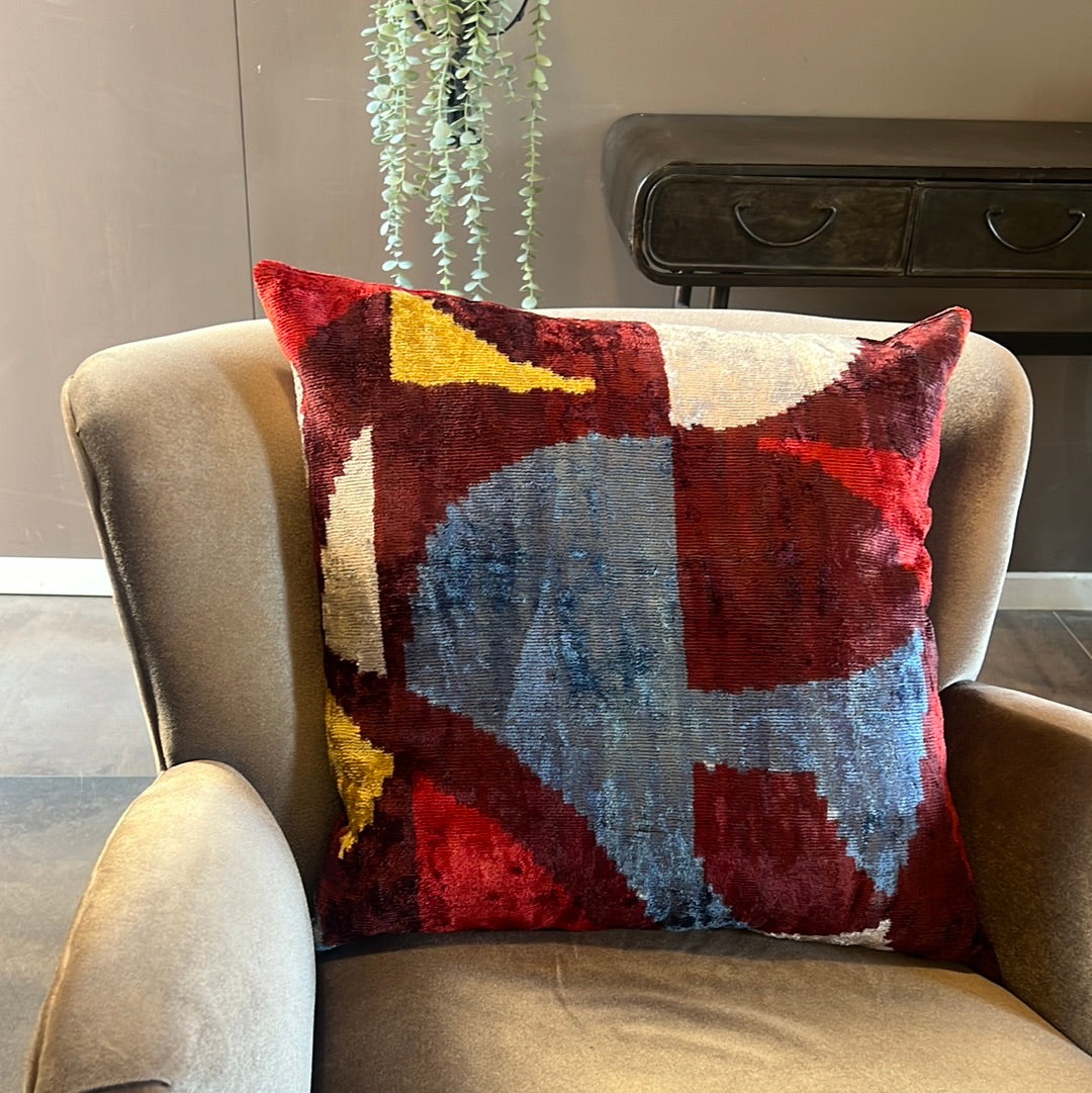 Cuscino in velluto di seta ikat