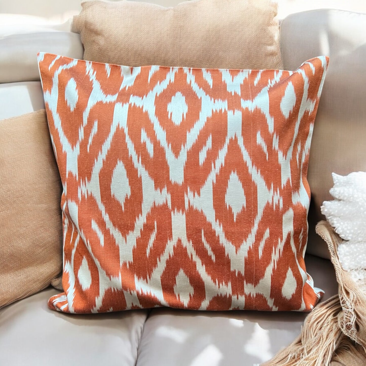 Cuscino in pura seta ikat