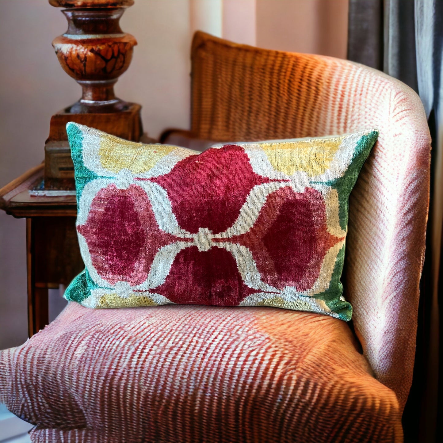 Cuscino in velluto di seta Ikat