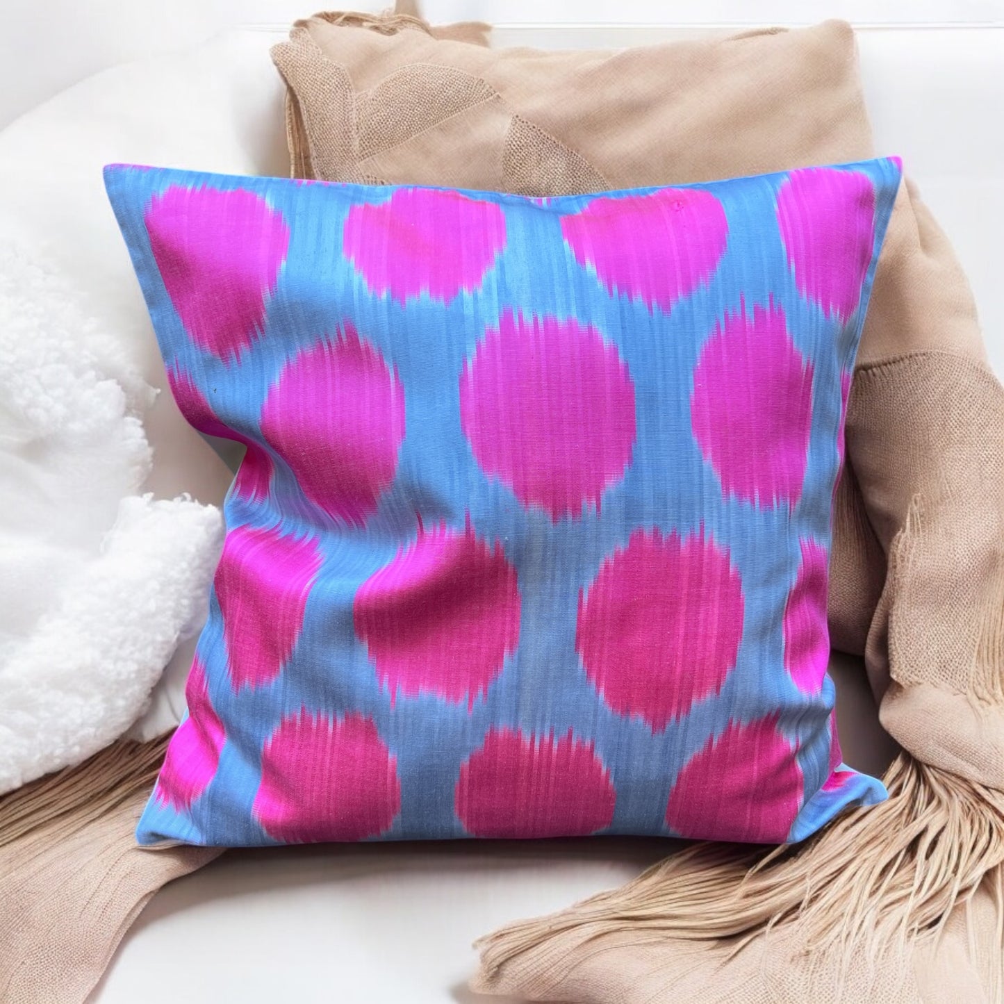 Cuscino in pura seta ikat