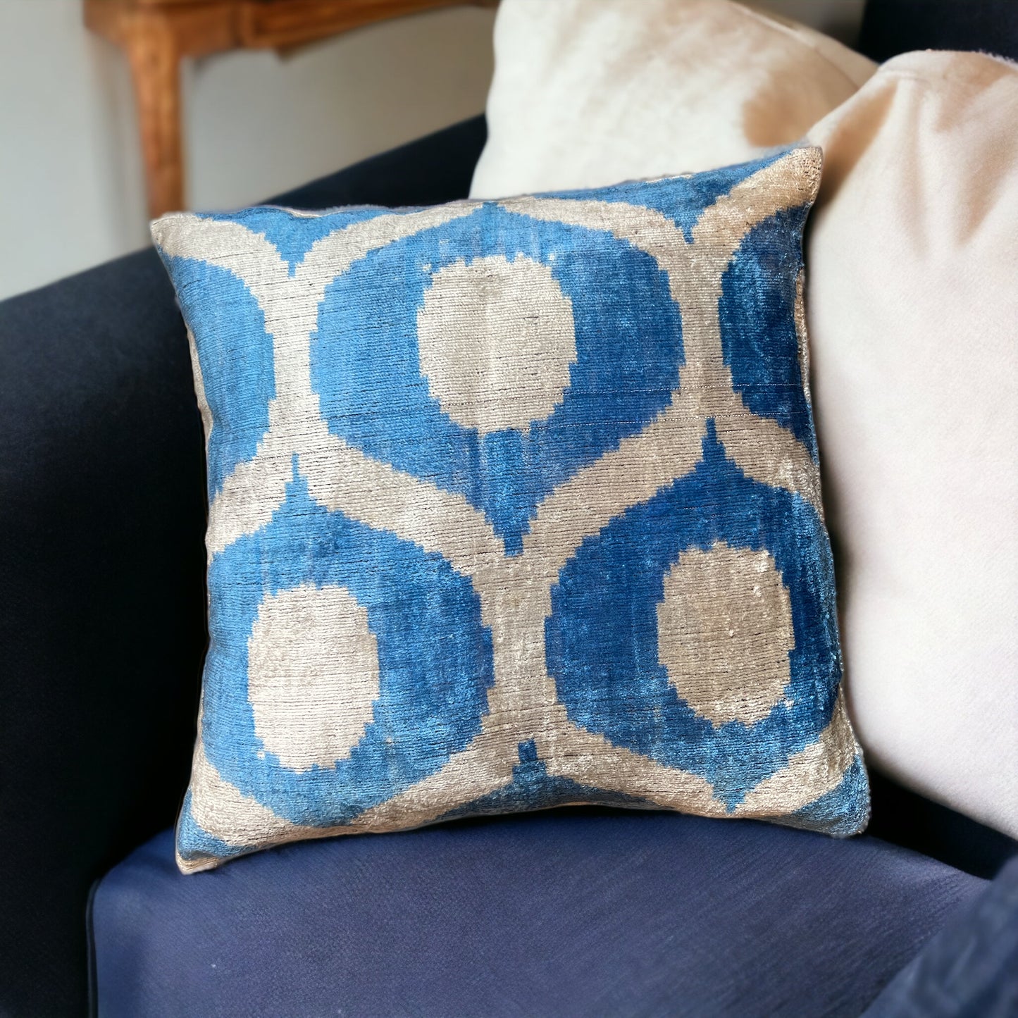 Cuscino in velluto di seta Ikat