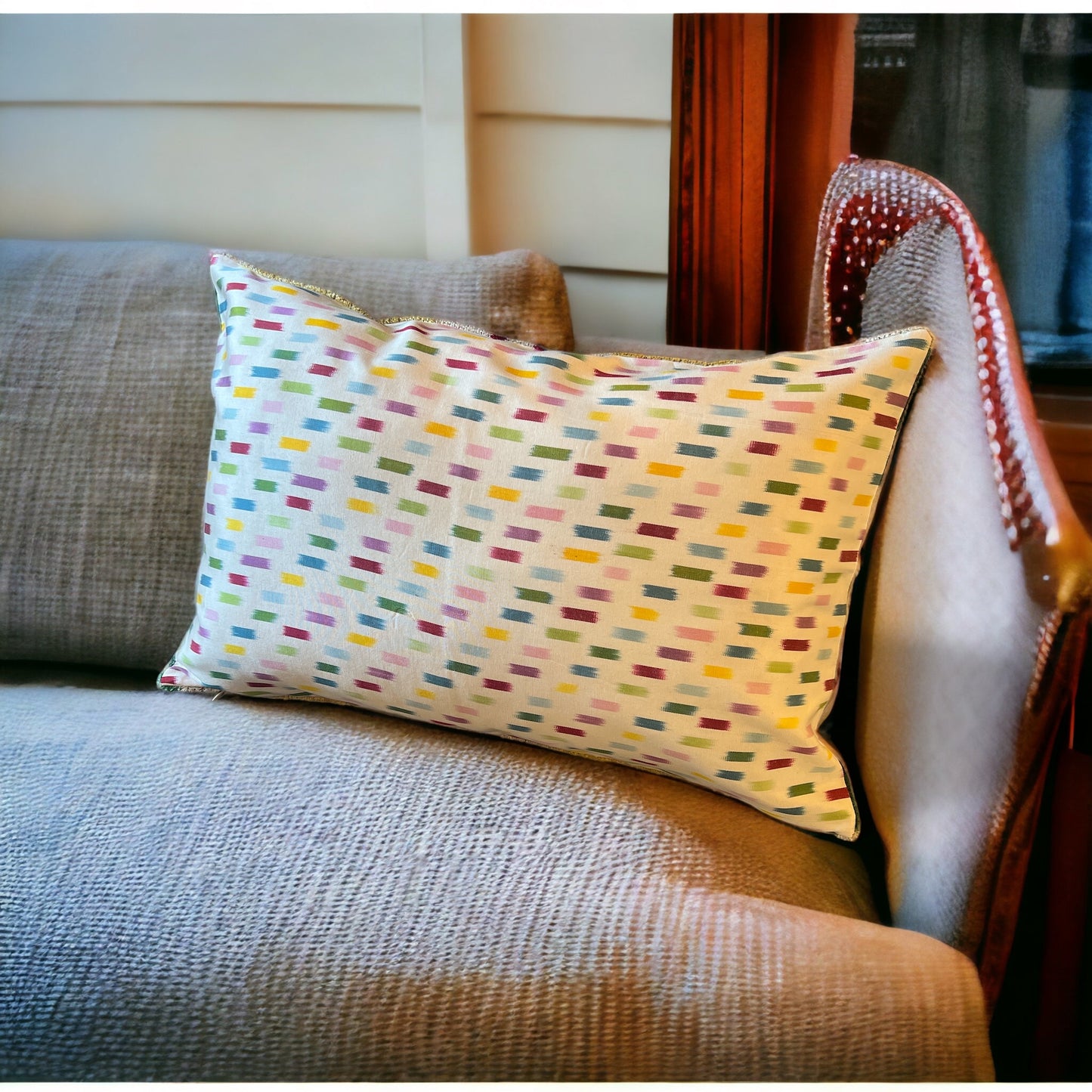 Cuscino in velluto di seta Ikat