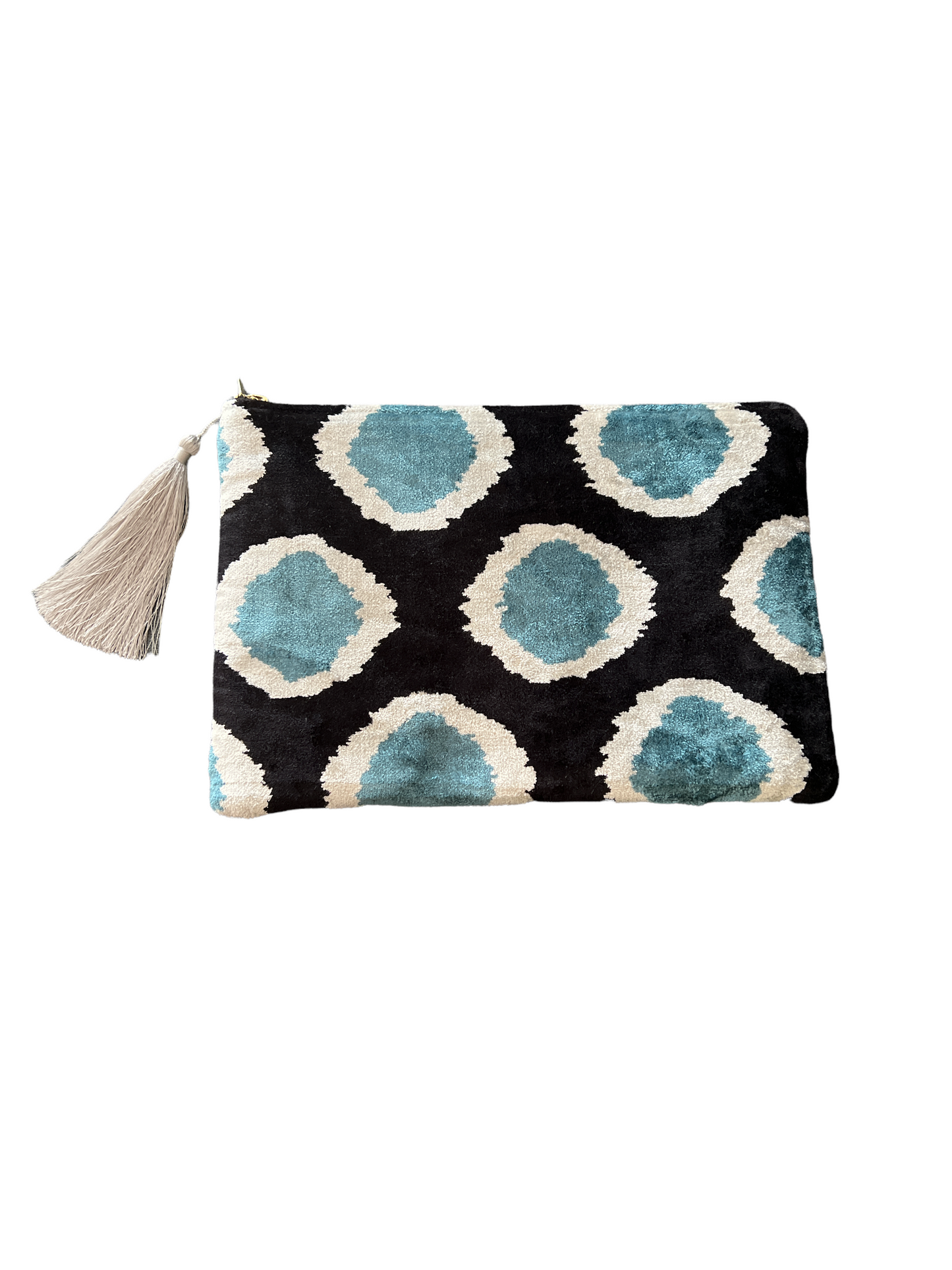 Pochette in velluto ikat