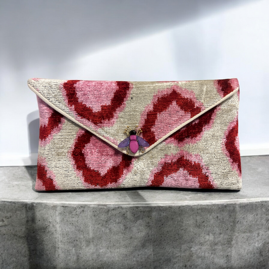 Clutchbag in velluto di seta ikat