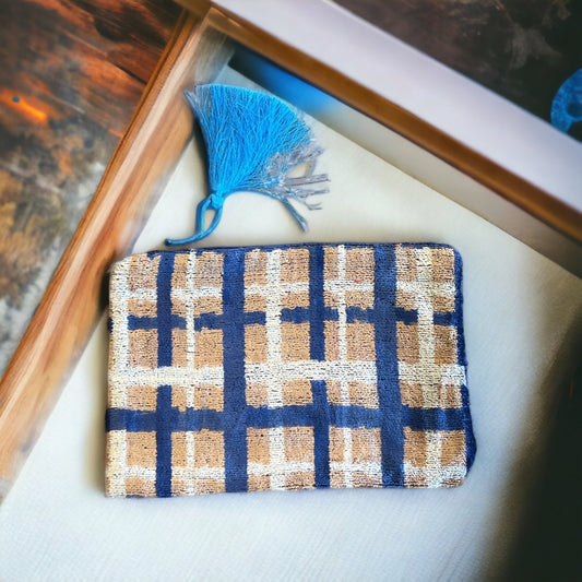 Pochette in velluto Ikat