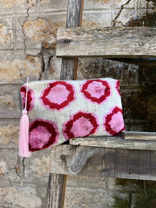 Pochette in velluto ikat