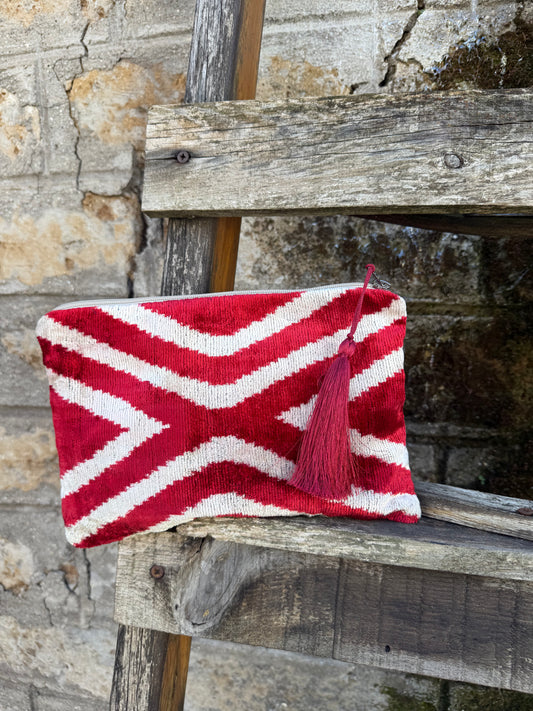 Pochette in velluto ikat