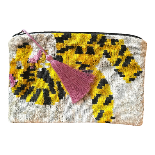 Pochette in velluto ikat