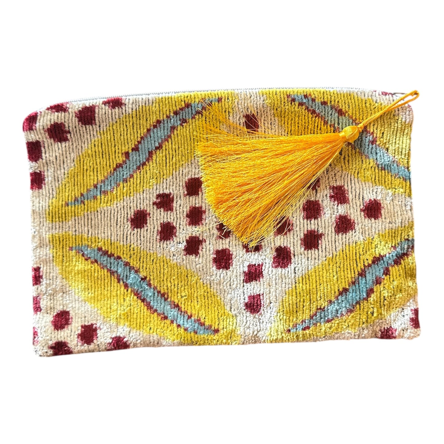 Pochette in velluto ikat